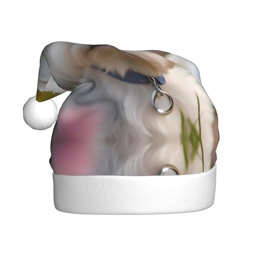 WHJWZY Weihnachtsmütze für Erwachsene – festliches Accessoire, Halloween, jährliche Zeremonien, Feiertagsfeiern, schöner Malteserhund bedruckt von WHJWZY