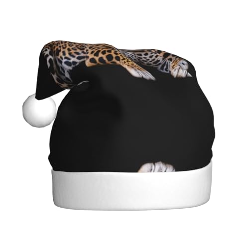 WHJWZY Weihnachtsmütze für Erwachsene – festliches Accessoire, Halloween, jährliche Zeremonien, Feiertagsfeiern, sitzendes Leopardenmuster von WHJWZY