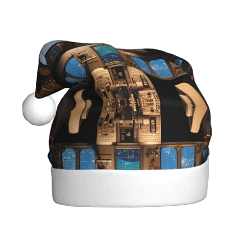 WHJWZY Weihnachtsmütze für Erwachsene – festliches Accessoire | Halloween, jährliche Zeremonien, Feiertagsfeiern, Flugzeug-Cockpit bedruckt von WHJWZY