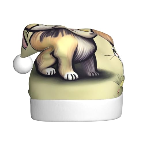 WHJWZY Weihnachtsmütze für Erwachsene – festliches Accessoire | Halloween, jährliche Zeremonien, Feiertagsfeiern, Katze und Schmetterling bedruckt von WHJWZY