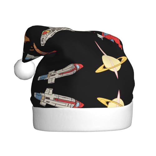WHJWZY Weihnachtsmütze für Erwachsene – festliches Accessoire | Halloween, jährliche Zeremonien, Feiertagsfeiern, Raumschiff-Muster von WHJWZY