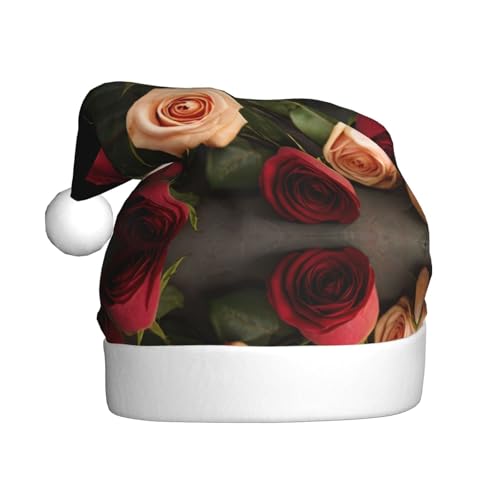 WHJWZY Weihnachtsmütze für Erwachsene – festliches Accessoire | Halloween, jährliche Zeremonien, Feiertagsfeiern, Rosenmuster von WHJWZY