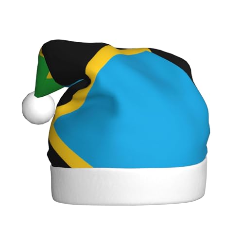 WHJWZY Weihnachtsmütze für Erwachsene – festliches Accessoire | Halloween, jährliche Zeremonien, Feiertagsfeiern, Tansania-Flaggenbild von WHJWZY