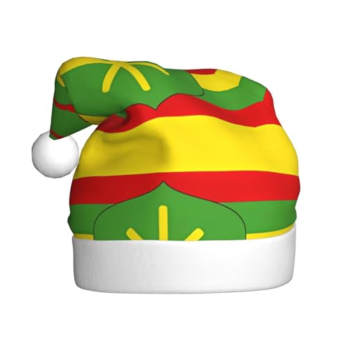 WHJWZY Weihnachtsmütze für Erwachsene – festliches Accessoire | Halloween, jährliche Zeremonien, Feiertagsfeiern, Ureinwohner, Hawaii-Flagge bedruckt von WHJWZY