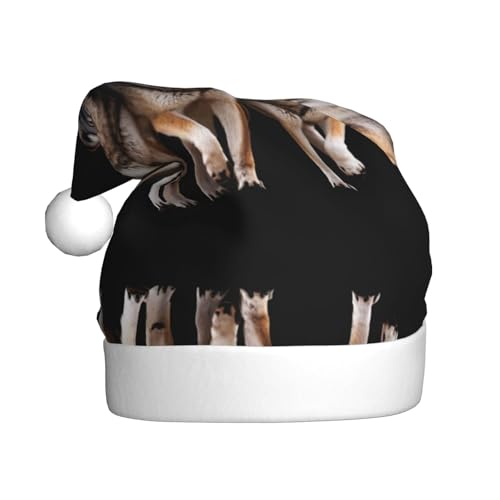 WHJWZY Weihnachtsmütze für Erwachsene – festliches Accessoire | Halloween, jährliche Zeremonien, Feiertagsfeiern, Wolfsrudelmuster von WHJWZY