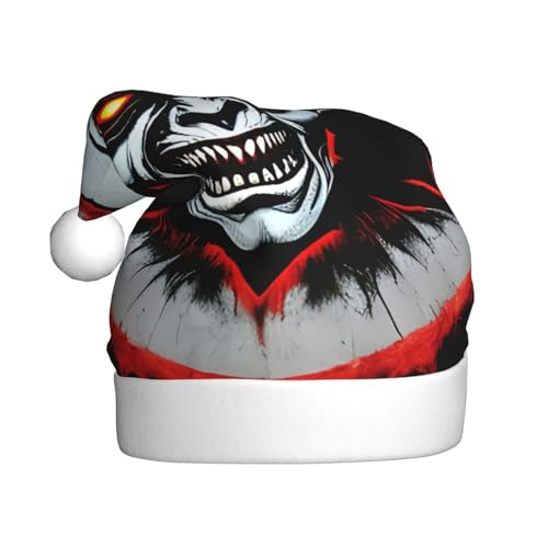 WHJWZY Weihnachtsmütze für Erwachsene – festliches Accessoire | Halloween, jährliche Zeremonien, Feiertagsfeiern, rot und schwarz böser Geist bedruckt von WHJWZY