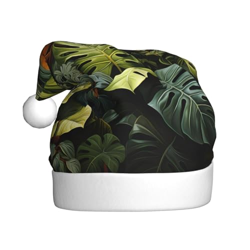 WHJWZY Weihnachtsmütze für Erwachsene – festliches Accessoire | Halloween, jährliche Zeremonien, Feiertagsfeiern, tropischer Regenwald, Palmblätter von WHJWZY