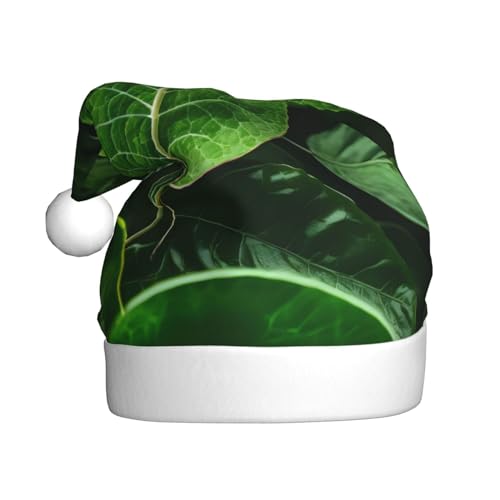 WHJWZY Weihnachtsmütze für Erwachsene – festliches Accessoire | Halloween, jährliche Zeremonien, Feiertagspartys grünes Blatt Naturbild von WHJWZY