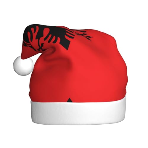 WHJWZY Weihnachtsmütze für Erwachsene – festliches Accessoire für Halloween, jährliche Zeremonien, Feiertage, Partys, albanische Flagge von WHJWZY