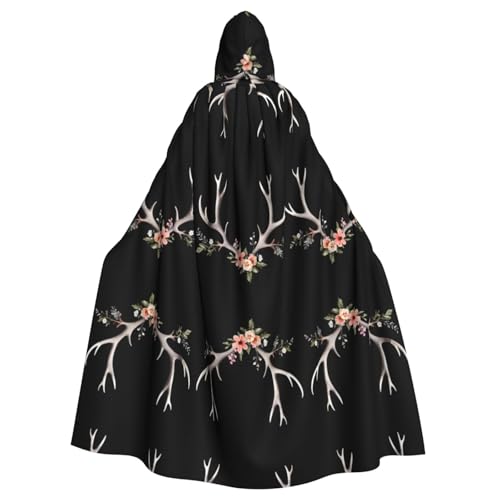 WHJWZY Wunderschöner Halloween-Kapuzenumhang mit Blumenhörnern, bedruckt für Damen und Herren, für Partys, Abschlussball WHJWZY Wunderschöner Halloween-Kapuzenumhang mit Blumenhörnern, bedruckt für Damen und Herren, für Partys, Abschlussball von WHJWZY