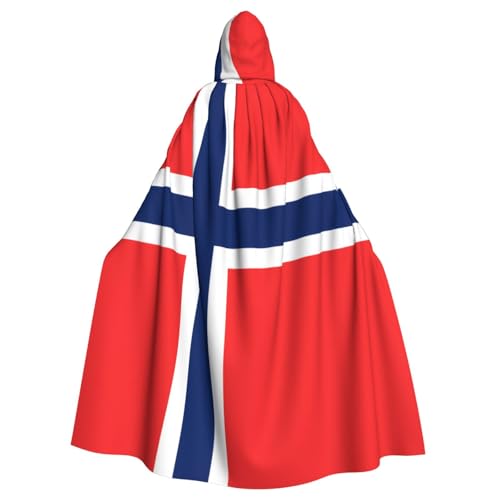 WHJYCC Hooded Robe Cape, Halloween Rollenspiel Kostüm, Uni, geeignet für Halloween Party Maskerade, Norwegische Flagge Kapuzenumhang von WHJYCC
