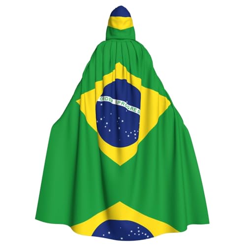 WHJYCC Kapuzenmantel Umhang Halloween Rollenspiel Kostüm Uni Geeignet für Halloween Party Maskerade Brasilianische Flagge Kapuzenumhang von WHJYCC