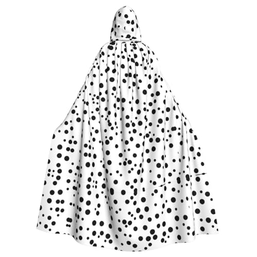 WHJYCC Kapuzenmantel Umhang Halloween Rollenspiel Kostüm Uni geeignet für Halloween Party Maskerade Schwarz Weiß Polka Dot Kapuzenumhang von WHJYCC