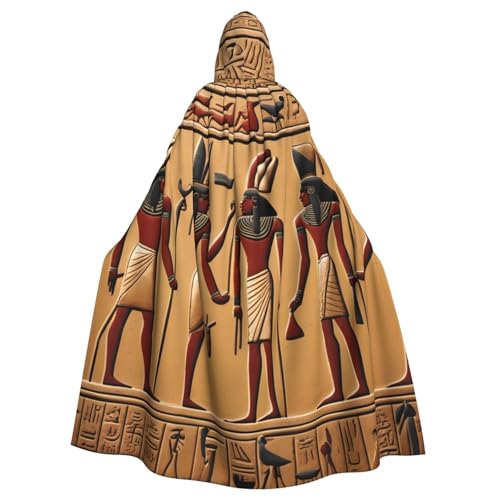 WHJYYXDE Antiker ägyptischer Hieroglyphe bedruckter Halloween-Kapuzenumhang mit Kapuze, geeignet für Cosplay-Kostüme, Weihnachtsfeiern von WHJYYXDE