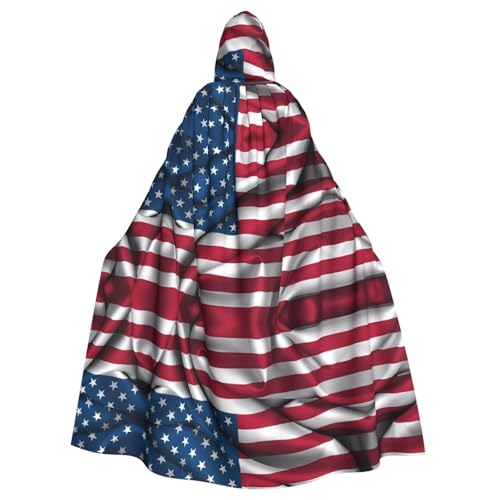 WHJYYXDE Bedruckter Halloween-Kapuzenumhang mit amerikanischer Flagge, geeignet für Cosplay-Kostüme, Weihnachtsfeiern von WHJYYXDE