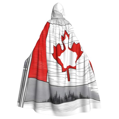 WHJYYXDE Bedruckter Halloween-Kapuzenumhang mit kanadischer Flagge, geeignet für Cosplay-Kostüme, Weihnachtsfeiern von WHJYYXDE