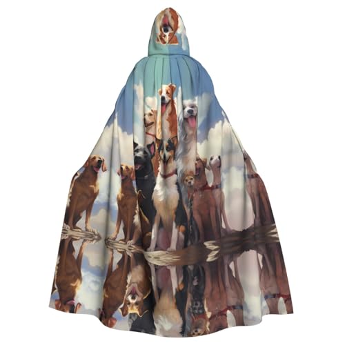 WHJYYXDE Bedruckter Halloween-Kapuzenumhang mit vielen Hunden, geeignet für Cosplay-Kostüme, Weihnachtsfeiern von WHJYYXDE