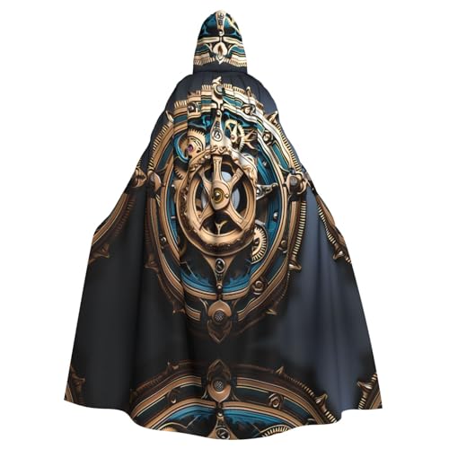 WHJYYXDE Coole Steampunk-Zahnräder bedruckter Halloween-Kapuzenumhang mit Kapuze, geeignet für Cosplay-Kostüme, Weihnachtsfeiern von WHJYYXDE