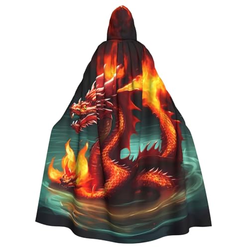 WHJYYXDE Drachenkönig im Feuer, bedruckter Halloween-Kapuzenumhang, geeignet für Cosplay-Kostüme, Weihnachtsfeiern von WHJYYXDE