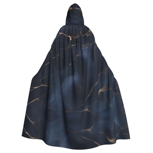 WHJYYXDE Dunkelblauer Marmor-bedruckter Halloween-Kapuzenumhang mit Kapuze, geeignet für Cosplay-Kostüme, Weihnachtsfeiern von WHJYYXDE
