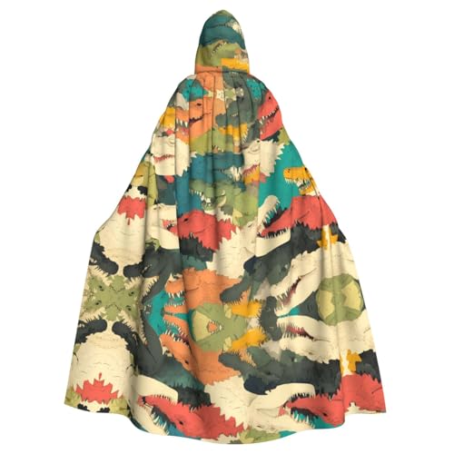 WHJYYXDE Farbenfroher Krokodilhaut-bedruckter Halloween-Kapuzenumhang mit Kapuze, geeignet für Cosplay-Kostüme, Weihnachtsfeiern von WHJYYXDE