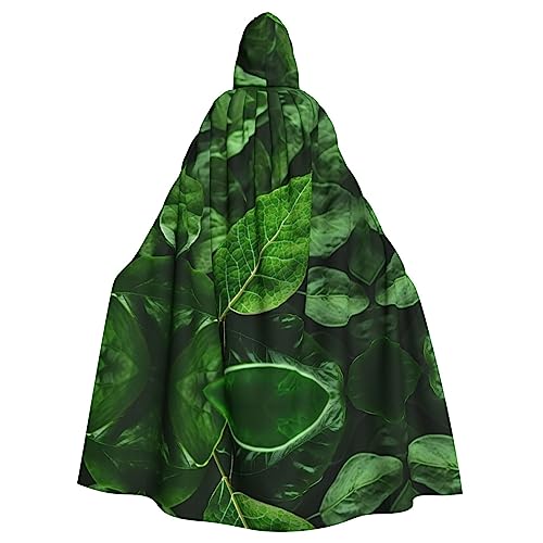 WHJYYXDE Green Leaf Nature bedruckter Halloween-Kapuzenumhang mit Kapuze, geeignet für Cosplay-Kostüme, Weihnachtsfeiern von WHJYYXDE