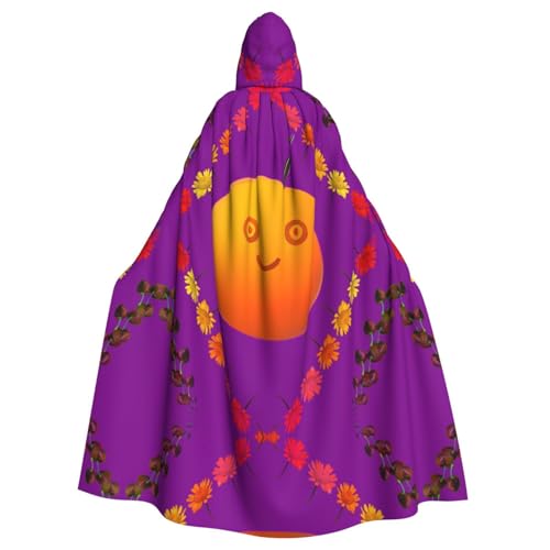 WHJYYXDE Halloween-Kapuzenumhang mit Smiley-Motiv, orangefarbener Druck, geeignet für Cosplay-Kostüme, Weihnachtsfeiern von WHJYYXDE