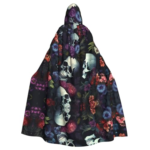 WHJYYXDE Horrible Dark Skulls Flowers Pattern Printed Halloween Hooded Cape Hooded Cloak Suitable for cosplay costumes, Christmas parties WHJYYXDE Horrible Dark Skulls Flowers Pattern Printed Halloween Hooded Cape Hooded Cloak Suitable for cosplay costumes, Christmas parties von WHJYYXDE