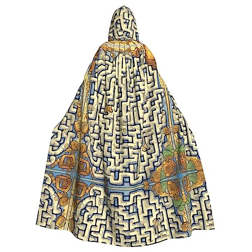 WHJYYXDE Labyrinth-Schatzkarte, bedruckter Halloween-Kapuzenumhang, geeignet für Cosplay-Kostüme, Weihnachtsfeiern von WHJYYXDE