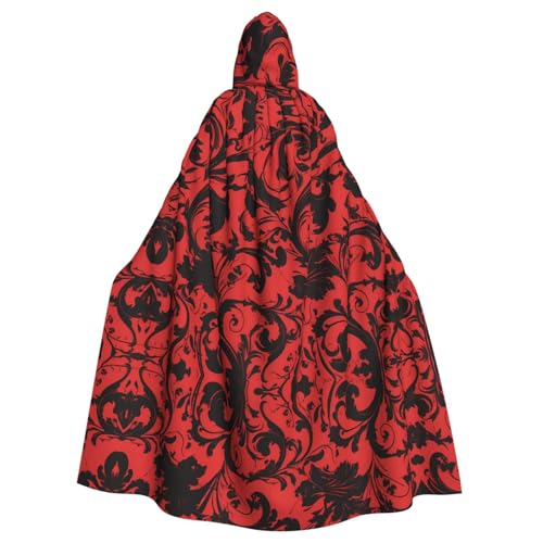 WHJYYXDE Modischer roter und schwarzer bedruckter Halloween-Kapuzenumhang mit Kapuze, geeignet für Cosplay-Kostüme, Weihnachtsfeiern von WHJYYXDE
