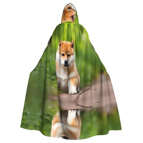 WHJYYXDE Niedlicher Shiba Inu Hunde-Umhang mit Kapuze, bedruckt, Halloween-Kapuzenumhang, geeignet für Cosplay-Kostüme, Weihnachtsfeiern von WHJYYXDE