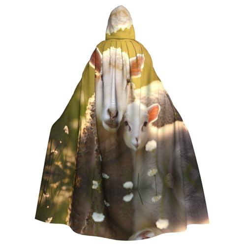 WHJYYXDE Niedliches Schaf mit Mutter, bedruckter Halloween-Kapuzenumhang, geeignet für Cosplay-Kostüme, Weihnachtsfeiern von WHJYYXDE