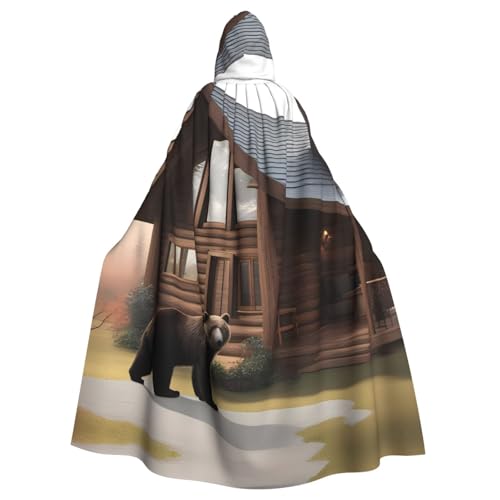 WHJYYXDE Rustikaler Halloween-Kapuzenumhang mit Bärenmotiv, geeignet für Cosplay-Kostüme, Weihnachtsfeiern von WHJYYXDE