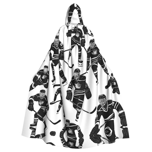 WHJYYXDE Schwarzer Hockey-bedruckter Halloween-Kapuzenumhang mit Kapuze, geeignet für Cosplay-Kostüme, Weihnachtsfeiern von WHJYYXDE
