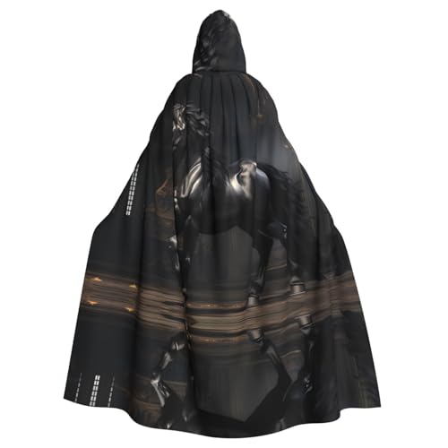 WHJYYXDE Schwarzer hübscher Pferdeumhang mit Kapuze für Halloween, geeignet für Cosplay-Kostüme, Weihnachtsfeiern von WHJYYXDE