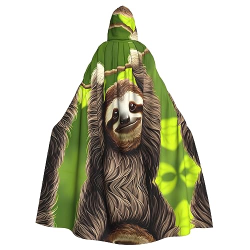 WHJYYXDE Süßer Faultier-bedruckter Halloween-Kapuzenumhang mit Kapuze, geeignet für Cosplay-Kostüme, Weihnachtsfeiern von WHJYYXDE