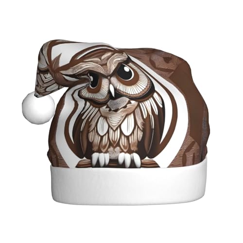 WHJYYXDE Weihnachtsmütze für Erwachsene – hochwertiger Stoff mit weichem Stoff für Feiertage, Partys, Cartoon-Eulen-Drucke von WHJYYXDE
