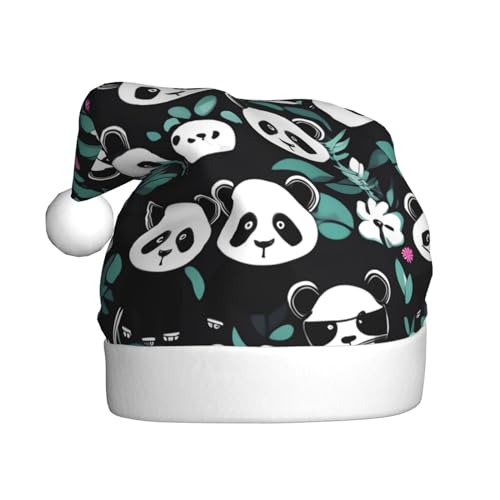 WHJYYXDE Weihnachtsmütze für Erwachsene – hochwertiger Stoff mit weichem Stoff für Feiertage, Partys, Panda-Gesichtsdrucke von WHJYYXDE