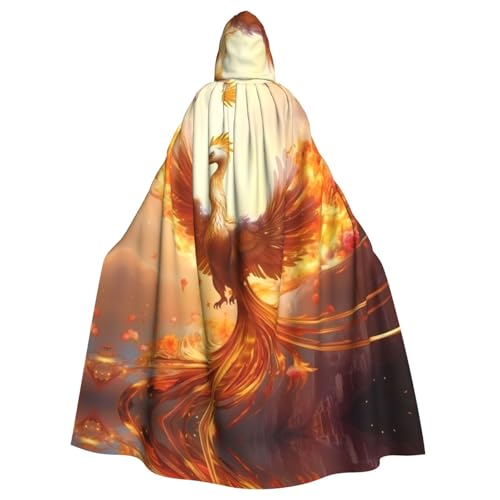 WHJYYXDE Wunderschöner Phoenix-bedruckter Halloween-Kapuzenumhang mit Kapuze, geeignet für Cosplay-Kostüme, Weihnachtsfeiern von WHJYYXDE