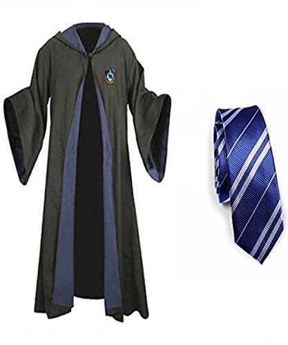 WHSUXAYC Hogwarts Magician Robe, Gryffindor Ravenclaw Cape, Youth Adult Uniform, Halloween Carnival Cosplay Costume (Blue, S) von WHSUXAYC