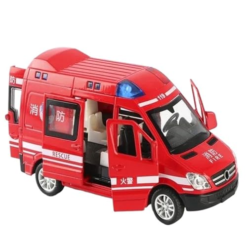 Diecast 1:32 Mini Legierung Auto Druckguss Krankenwagen Feuerschlepper Polizei Maßstab Modellbausätze mit Sound und Licht Sammlung (rot) von WHYMIRRJ