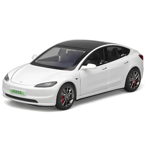 Druckguss 1:32 für Tesla Modell 3, Legierung, Modellauto, Druckguss, Metallguss, Sound und Licht, Sammlerstück, Metall-Souvenirs (weiß) von WHYMIRRJ