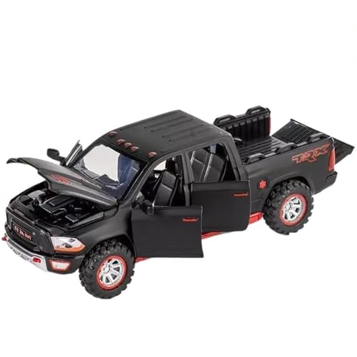 WHYMIRRJ 1:32 Für RAM Pickup Truck Legierungsmodell Mit Sound, Licht Und Rückfederung Action Scale Modellbausatz Legierungsautomodell(Black) von WHYMIRRJ