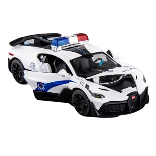 WHYMIRRJ Diecast 1/32 für Bugatti Legierung Druckguss Polizeiauto Modell mit Licht und Sound Sportwagen Sammlerstück Metall Ornamente (weiß) von WHYMIRRJ
