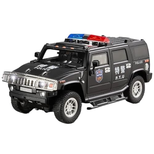 WHYMIRRJ Diecast 1:18 für Hummer H2 Polizei, Legierung, Geländewagen, SUV, offene Türen, Sammlerstück, Metallfahrzeug, Souvenirs, vorgefertigte Fahrzeuge, Modell (schwarz) von WHYMIRRJ