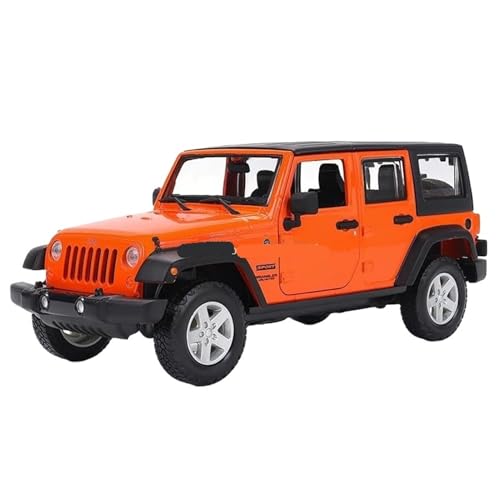 WHYMIRRJ Diecast 1:24 2015 für Jeep Wrangler Druckguss-Legierung, Auto-Modelle, öffnende Türen, realistische Automodelle, dekorative Souvenirs, vorgefertigte Fahrzeuge, Modell (orange) von WHYMIRRJ