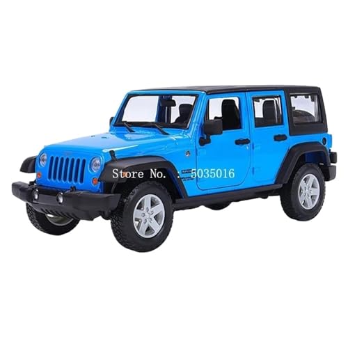 WHYMIRRJ Diecast 1:24 2015 für Jeep Wrangler Druckguss-Legierung, Auto-Modelle, zu öffnende Türen, realistische Automodelle, dekorative Souvenirs, vorgefertigte Fahrzeuge, Modell (blau) von WHYMIRRJ
