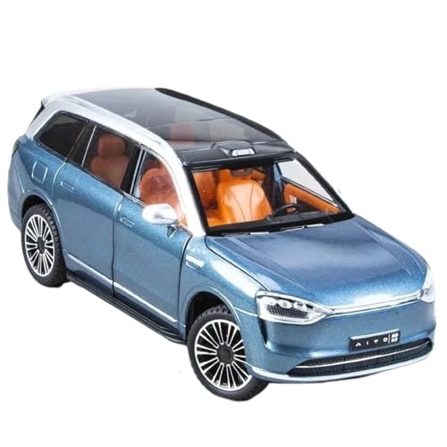 WHYMIRRJ Diecast 1:24 für Aito M9 Maßstab Druckgusslegierung, Auto-Modelle, zu öffnende Türen, realistische Automodelle, dekorative Souvenirs, vorgefertigte Fahrzeuge, Modell (blau) von WHYMIRRJ