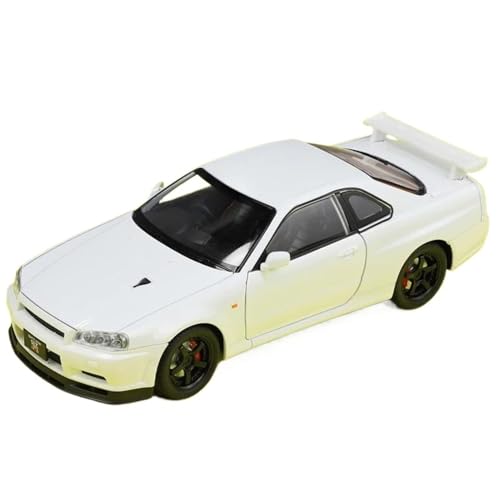 WHYMIRRJ Diecast 1:24 für GTR R34 Skyline Druckguss-Auto-Modelle, aus Druckgusslegierung, offene Türen, realistische Automodelle, dekorative Souvenirs, vorgefertigte Fahrzeuge, Modell (weiß) von WHYMIRRJ