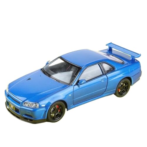 WHYMIRRJ Diecast 1:24 für GTR R34 Skyline Sportwagen, Legierung, Auto-Modelle, Fahrzeugdekoration, Sammlerstück, Ornamente, vorgefertigte Fahrzeuge, Modell (blau) von WHYMIRRJ